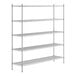 A Regency stainless steel wire shelving unit with five shelves.