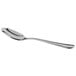 A Libbey stainless steel demitasse spoon with a silver handle.