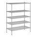 A wireframe of a Regency stainless steel wire shelving unit with 4 shelves.