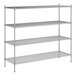 A Regency stainless steel wire shelving unit with four shelves.