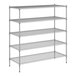 A wireframe of a Regency stainless steel wire shelving unit with five shelves.