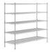 A Regency stainless steel wire shelving unit with five shelves.