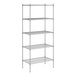 A wireframe of a Regency chrome wire shelving unit with four shelves.