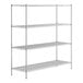 A Regency stainless steel wire shelving unit with shelves.