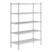 A silver Regency stainless steel wire shelving unit with four shelves.