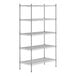 A Regency stainless steel wire shelving unit with four shelves.