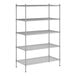 A Regency stainless steel wire shelving unit with five shelves.