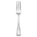 A Libbey stainless steel dessert fork with a silver handle.