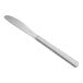 A Libbey stainless steel dinner knife with a long handle.