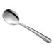 A Libbey stainless steel bouillon spoon with a silver handle.