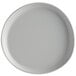 A light gray melamine coupe plate with an irregular round shape and matte finish.