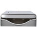 A silver rectangular San Jamar C-Fold / Multi-Fold towel dispenser with a grey drawer.