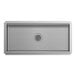 A rectangular 24 by 48 inch stainless steel floor trough with a grate and central drain.