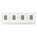 A white Winholt horizontal wall mount locker with four doors and small square windows.