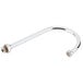 A chrome plated silver curved gooseneck faucet nozzle.
