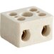 A white ceramic Avantco terminal block with two holes.