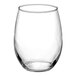 An Arcoroc Perfection stemless wine glass with a white background.