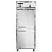 A stainless steel Continental Refrigerator with white doors and silver handles.