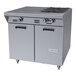 A commercial stainless steel range with two burners, a 17-inch hot top, and a storage base.