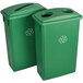 a close-up of a green recycle bin