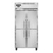 A Continental Refrigerator narrow reach-in refrigerator with two half doors.