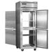 A stainless steel Continental Refrigerator with two open half doors.