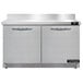 A stainless steel Continental Refrigerator worktop refrigerator with two doors.