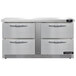A stainless steel Continental Refrigerator undercounter refrigerator with four drawers.
