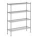 A wireframe of a Regency chrome wire shelving unit with four shelves.