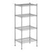 A wireframe of a Regency chrome wire shelving unit with four shelves.