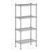 A wireframe of a metal Regency wire shelving unit with four shelves.