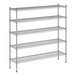 A wireframe of a Regency metal wire shelving unit with four shelves.