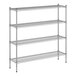 A wireframe of a Regency chrome wire shelving unit with four shelves.