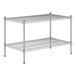 A Regency chrome wire shelf kit with two shelves on it.