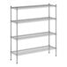 A wireframe of a Regency metal shelving unit with four shelves.