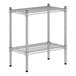 A Regency chrome wire shelf kit with two shelves on black legs.