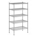 A wireframe of a Regency chrome wire shelving unit with four shelves.