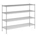 A wireframe of a Regency chrome wire shelving unit with four shelves.