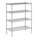 A wireframe of a Regency metal shelving unit with four shelves.