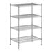 A wireframe of a Regency metal shelving unit with three shelves.