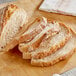 Sliced bread on a cutting board.