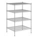 A Regency chrome wire shelving unit with four shelves.