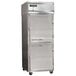 A large stainless steel Continental Refrigerator with a white metal half door.