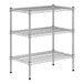 A Regency chrome wire shelving unit with three shelves.