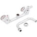 Two Equip by T&S chrome wall-mounted faucets with swing spouts and lever handles on a white background.