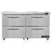 A stainless steel Continental undercounter freezer with four drawers.