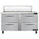 A stainless steel Continental Refrigerator with 4 drawers.