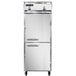 A stainless steel Continental Refrigerator with white doors and silver handles.