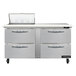 A Continental Refrigerator 60" Refrigerated Sandwich Prep Table with 4 drawers.