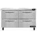 A stainless steel Continental undercounter freezer with four drawers.